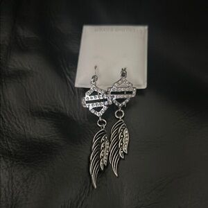 Silver Feather Dangle Earrings